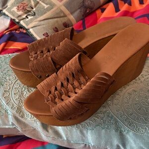 Seychelles Tan Woven Wedges